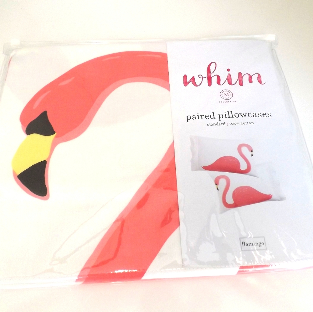 2 NWT Whim by Martha Stewart Flamingo Pillowcases